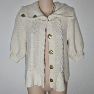 Express Design Studio Cream Babydoll‎ Cardigan Snap Closure